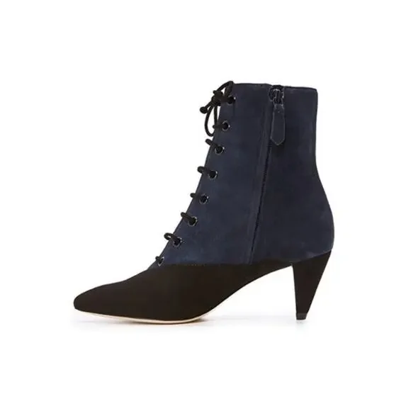 Tory Burch Embroidered Kitten Heel Suede Bootie - Picture 7 of 7